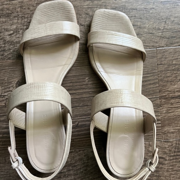 Everlane's The Double-Strap Block Heel Leather Sandal, Sand Lizard, Size 7.5 - Picture 3 of 11